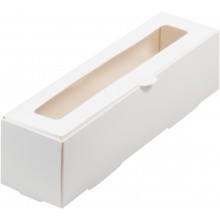 Коробка для макарун с окном 21х5,5х5,5cм белая